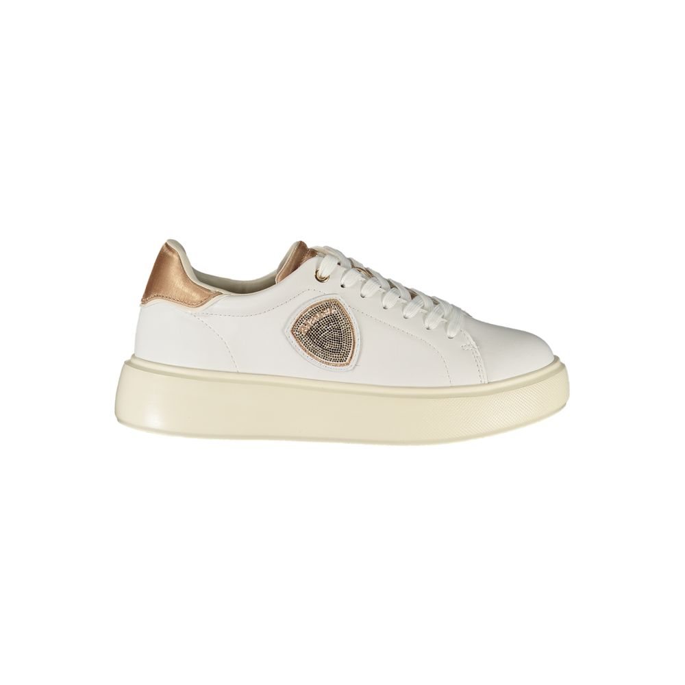 Blue White Leather Women's Sneaker