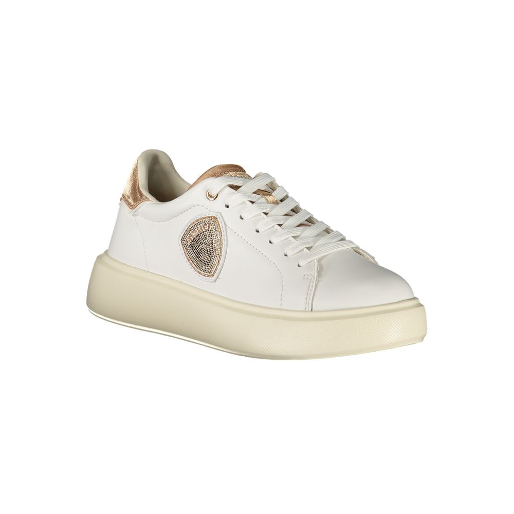Blue White Leather Women's Sneaker