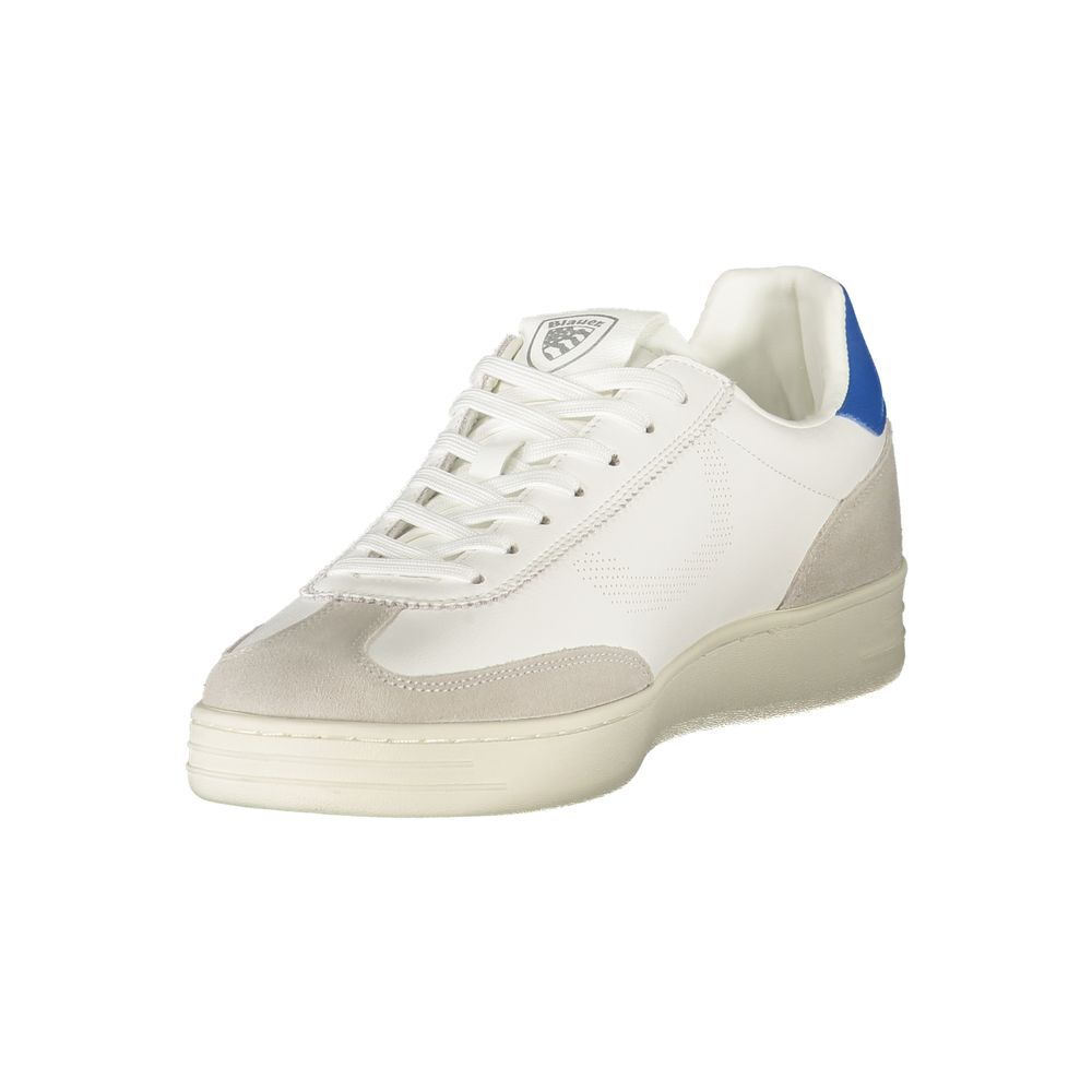 Blue and White Leather Men's Sneakers