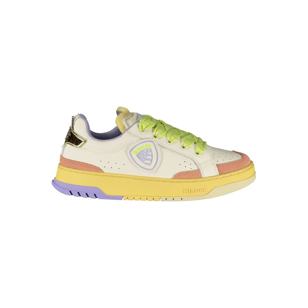 Blue White Leather Women's Sneaker