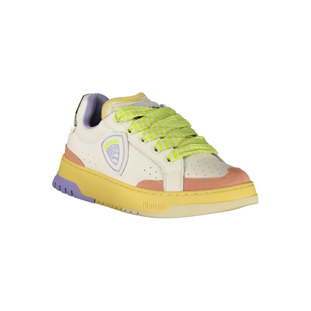 Blue White Leather Women's Sneaker