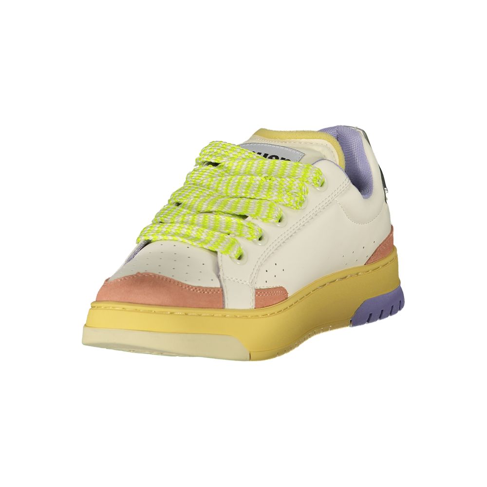 Blue White Leather Women's Sneaker