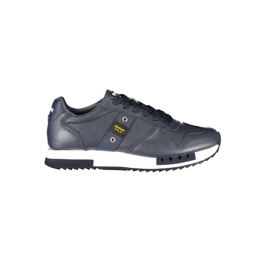 Blauer Blaue Leder Herren Sneaker