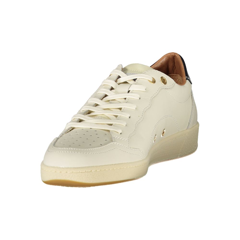 Blue and White Leather Men's Sneakers