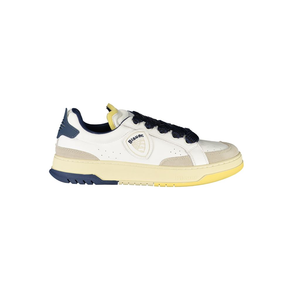 Blue and White Leather Men's Sneakers