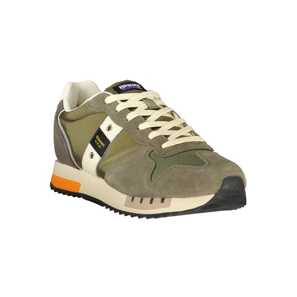 Blue Green Polyester Men's Sneaker