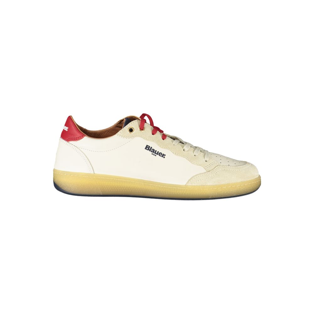 Blue and White Leather Men's Sneakers