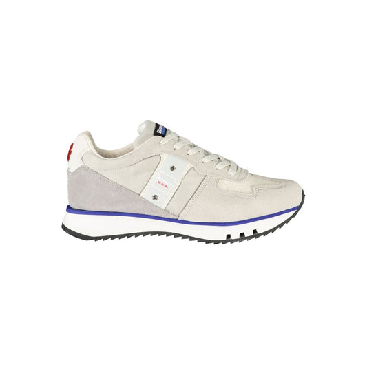 Blauer Graue Leder Herren Sneaker
