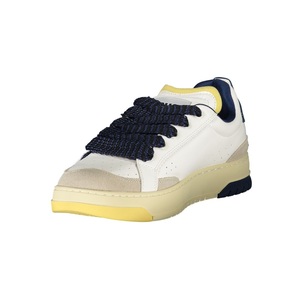 Blue and White Leather Men's Sneakers