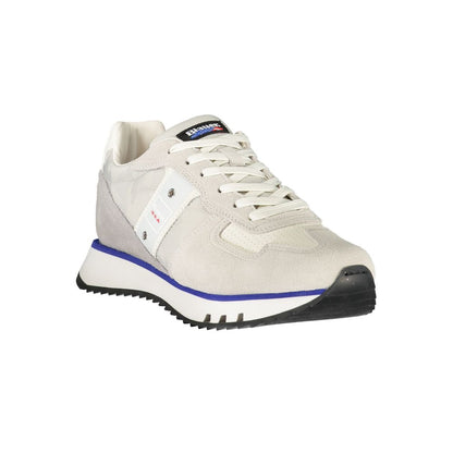Blauer Graue Leder Herren Sneaker