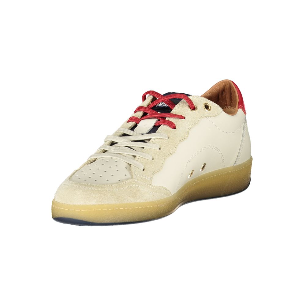 Blue and White Leather Men's Sneakers
