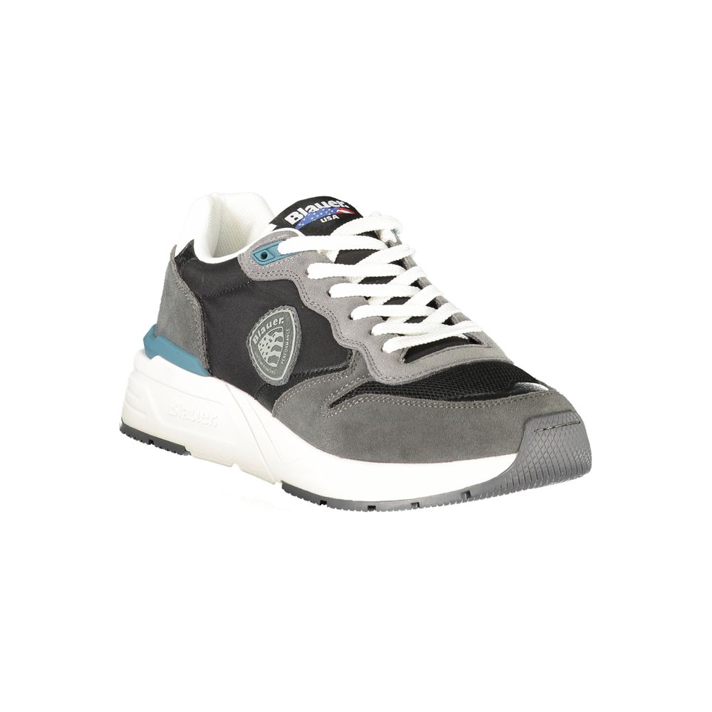 Men's Blue Black Leather Sneaker