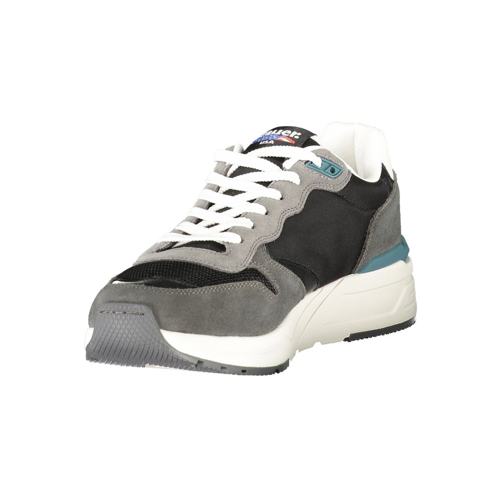 Men's Blue Black Leather Sneaker