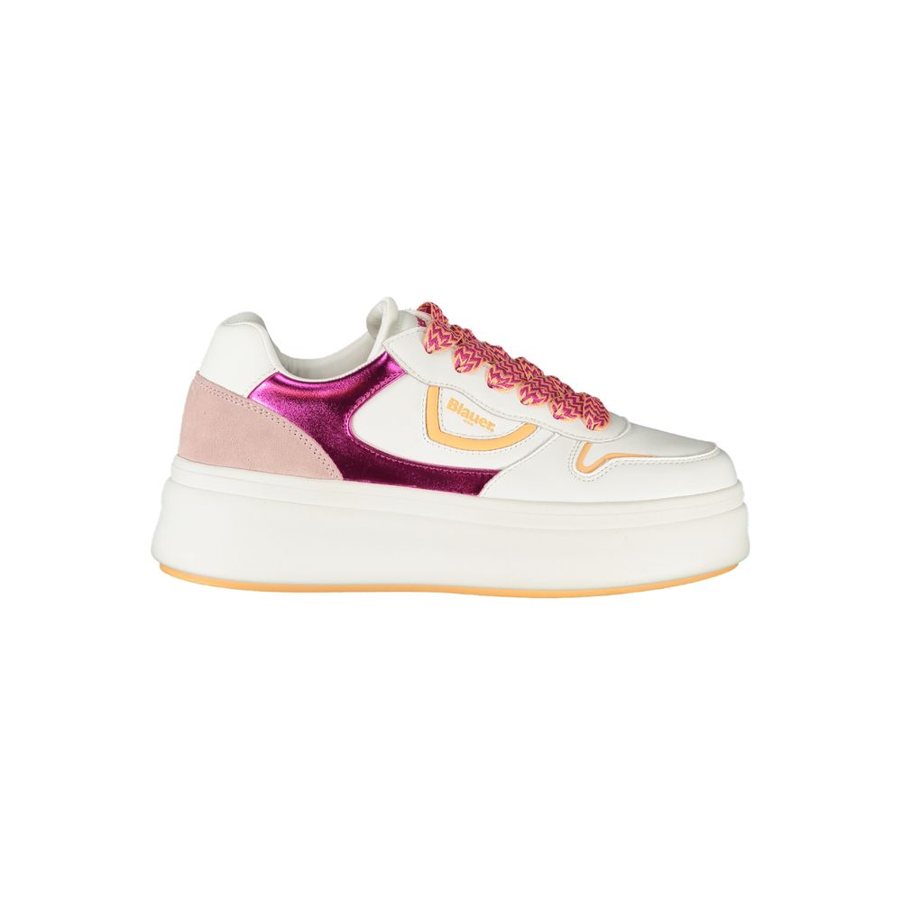 Blue White Leather Women's Sneaker