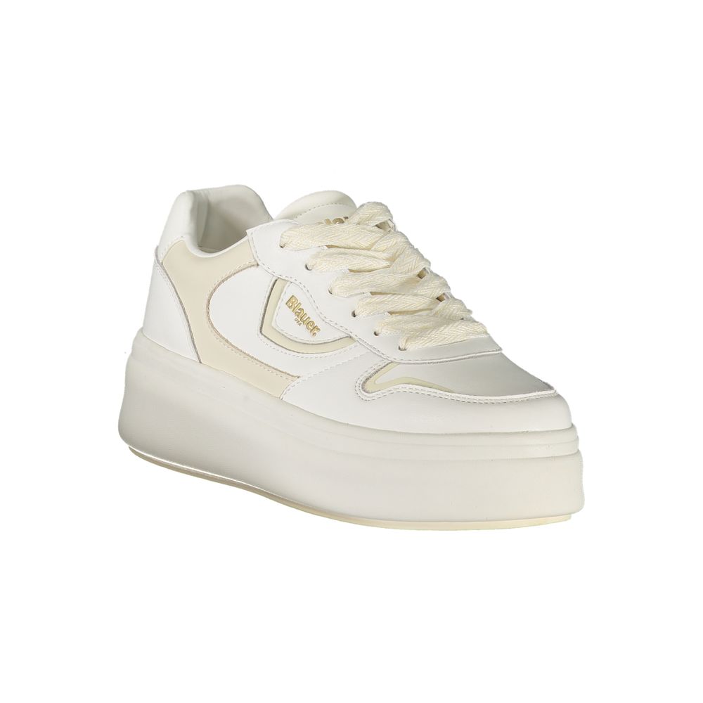Blue White Leather Women's Sneaker