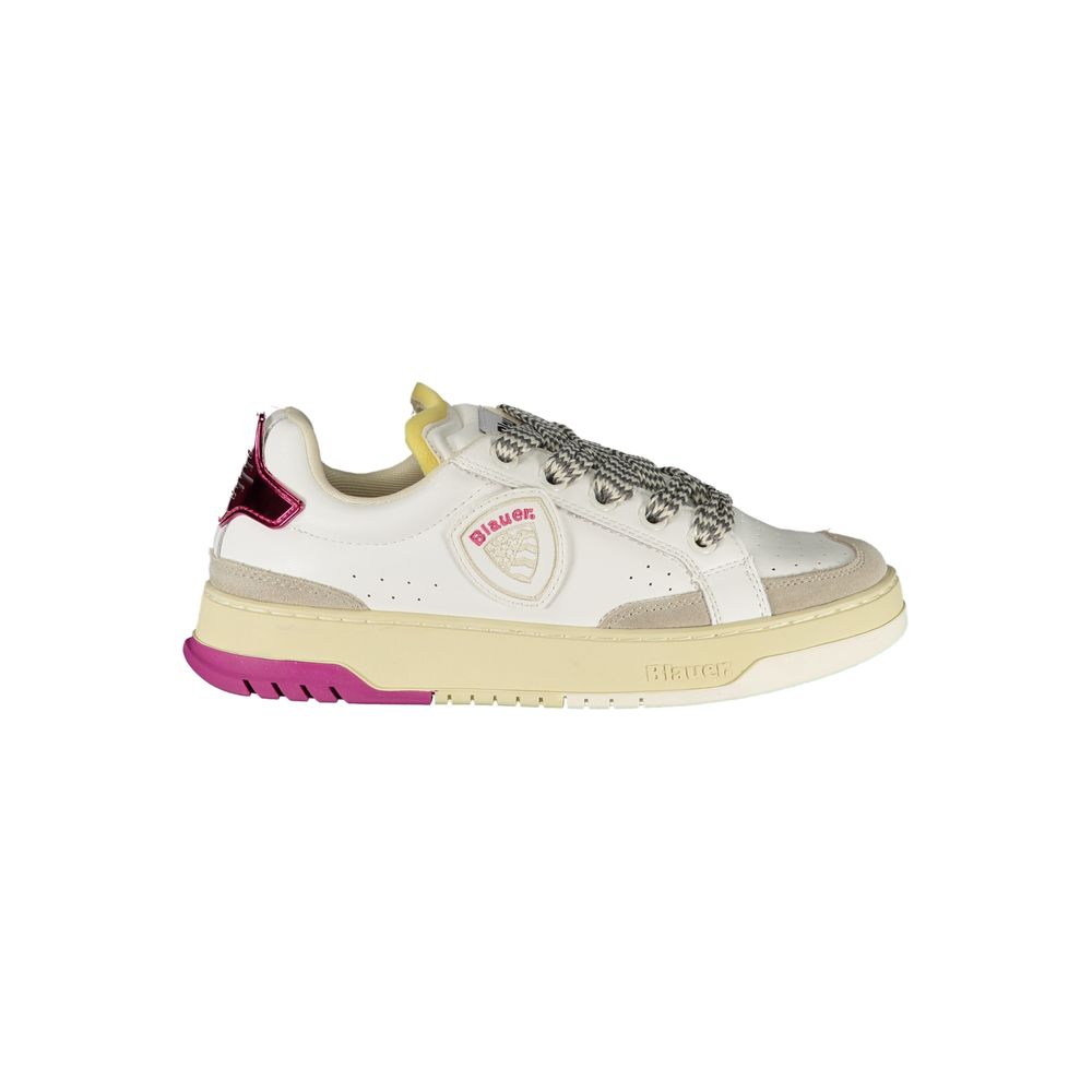 Blue White Leather Women's Sneaker