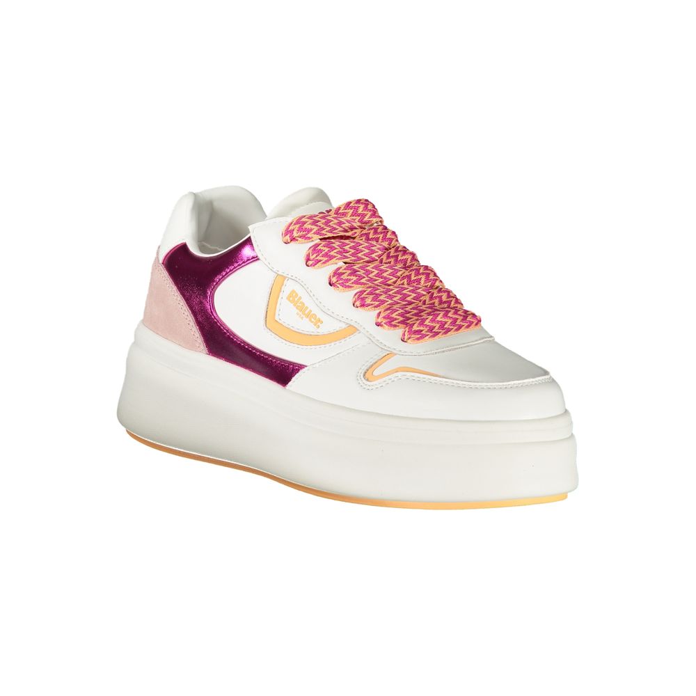 Blue White Leather Women's Sneaker