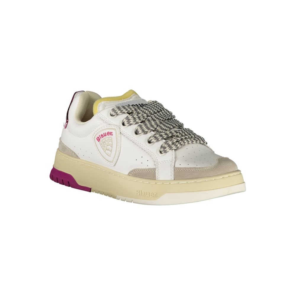Blue White Leather Women's Sneaker