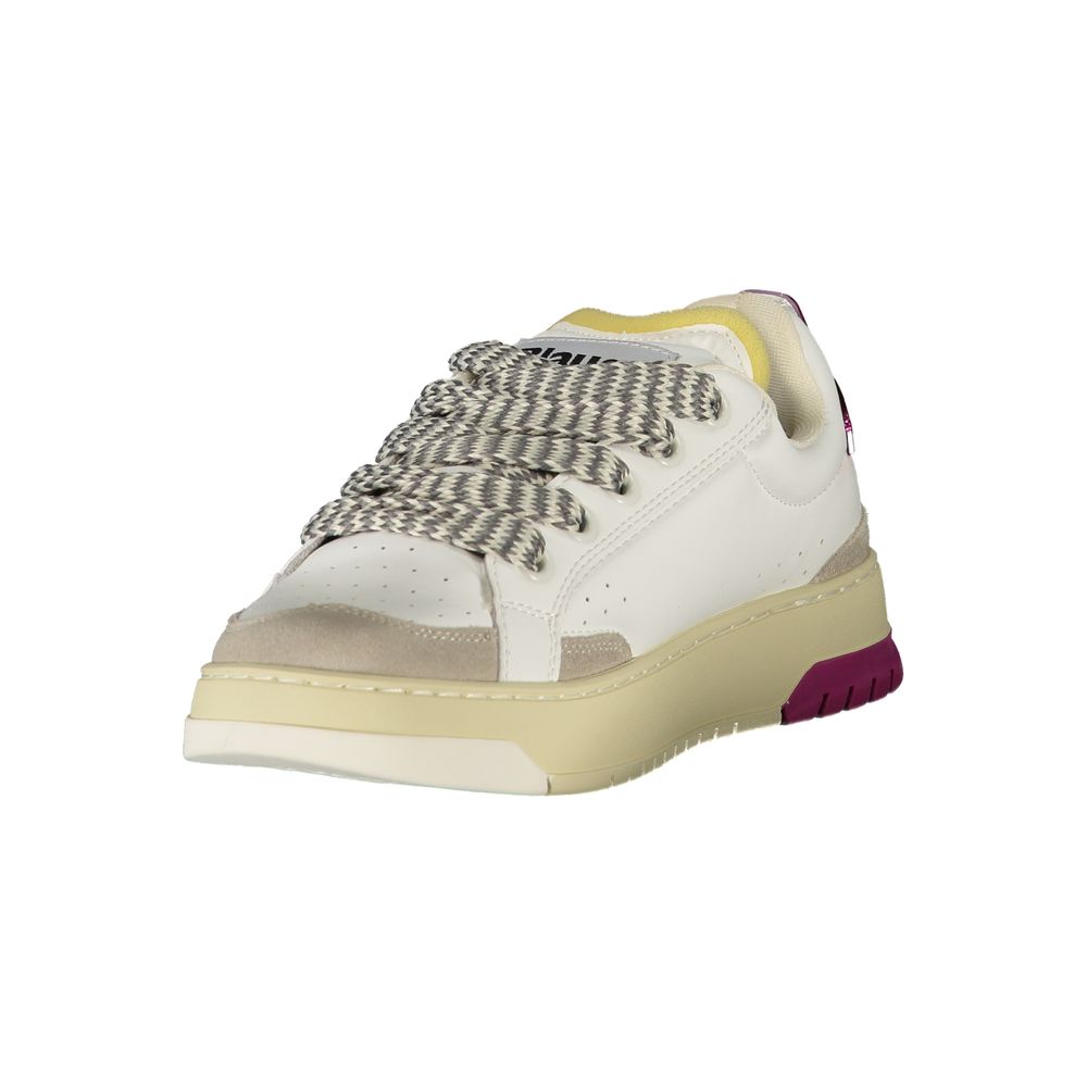 Blue White Leather Women's Sneaker