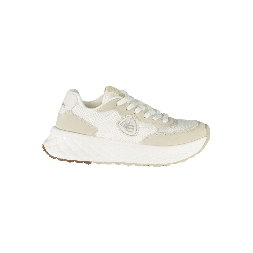 Blue White Polyester Women's Sneakers