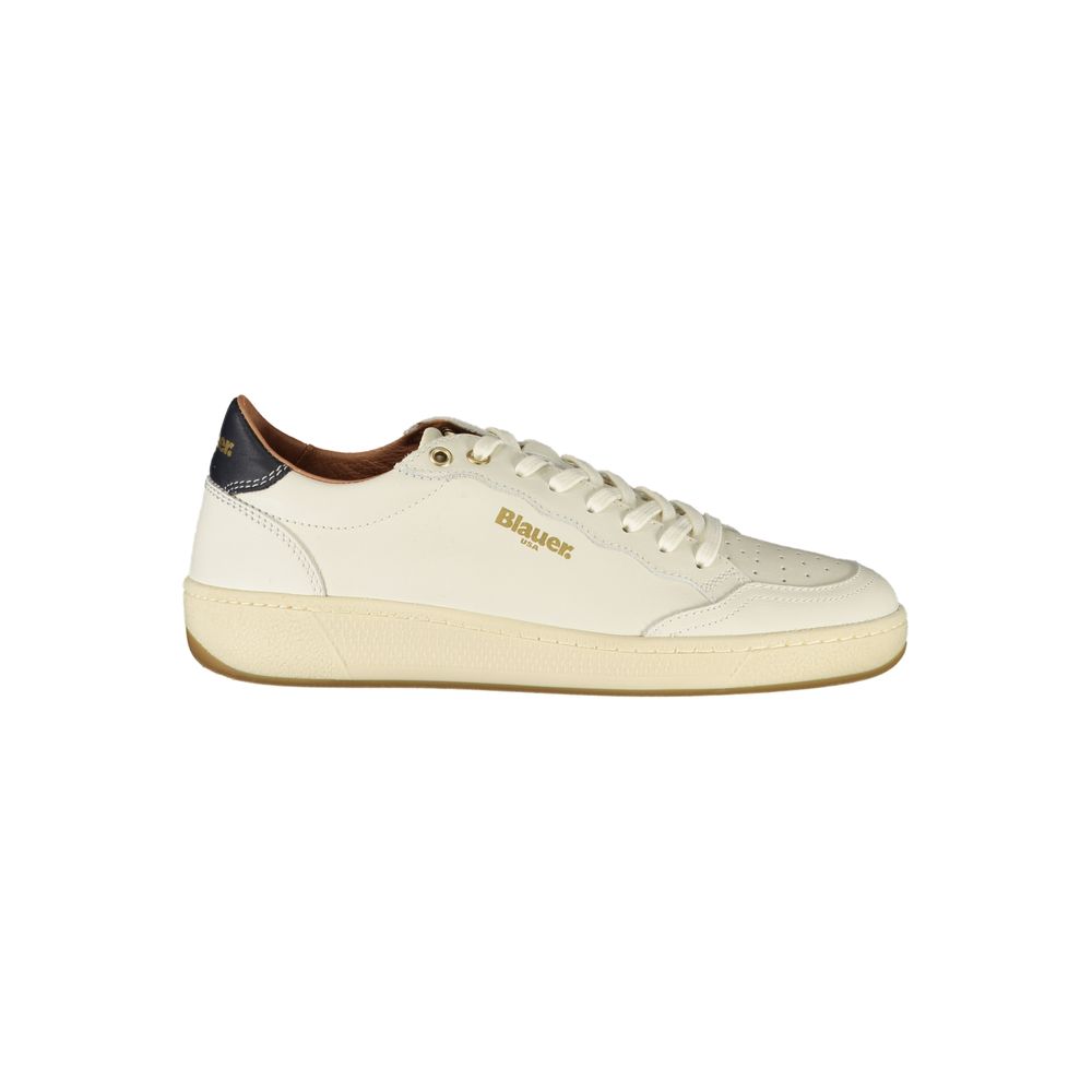 Blue White Leather Women's Sneaker