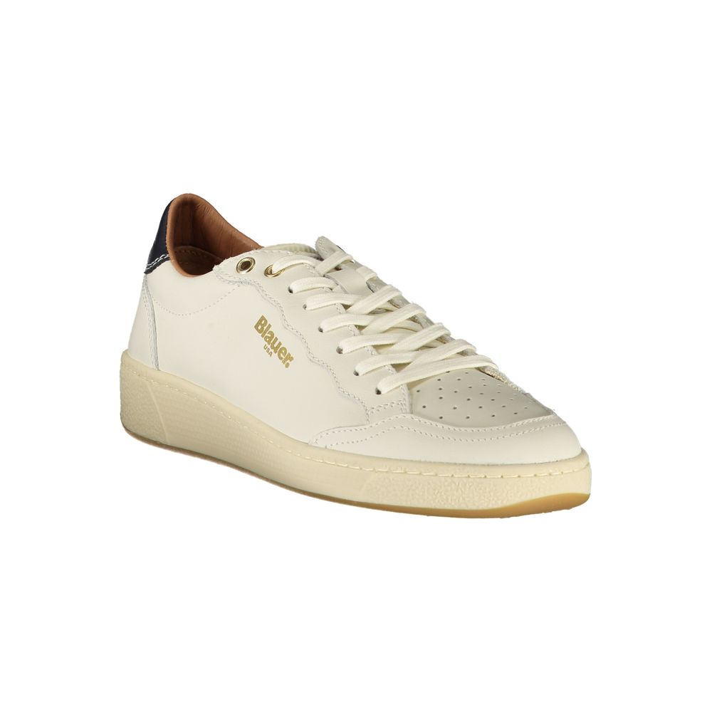Blue White Leather Women's Sneaker