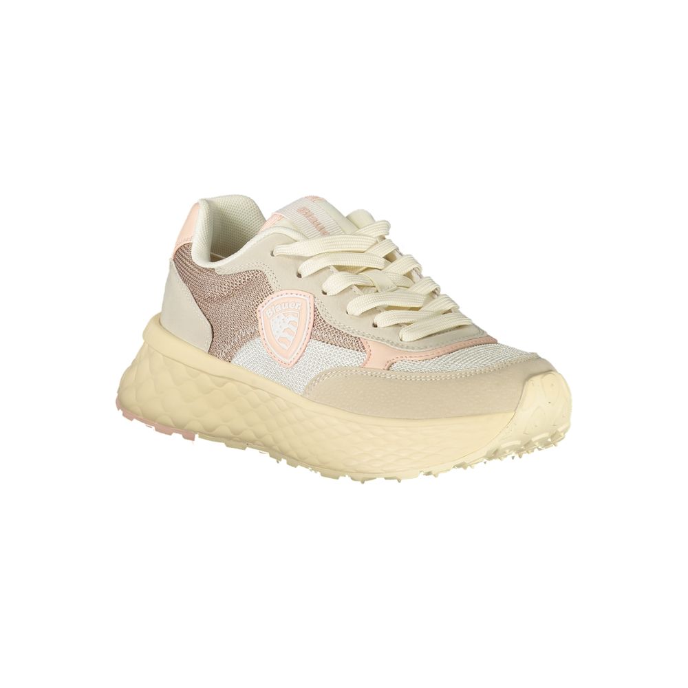 Blue Beige Polyester Women's Sneakers