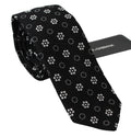 Dolce & Gabbana Black Floral Print 100% Silk Tie