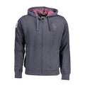 U.S. POLO ASSN. Men's Blue Cotton Sweater with Embroidered Zipper and Pockets