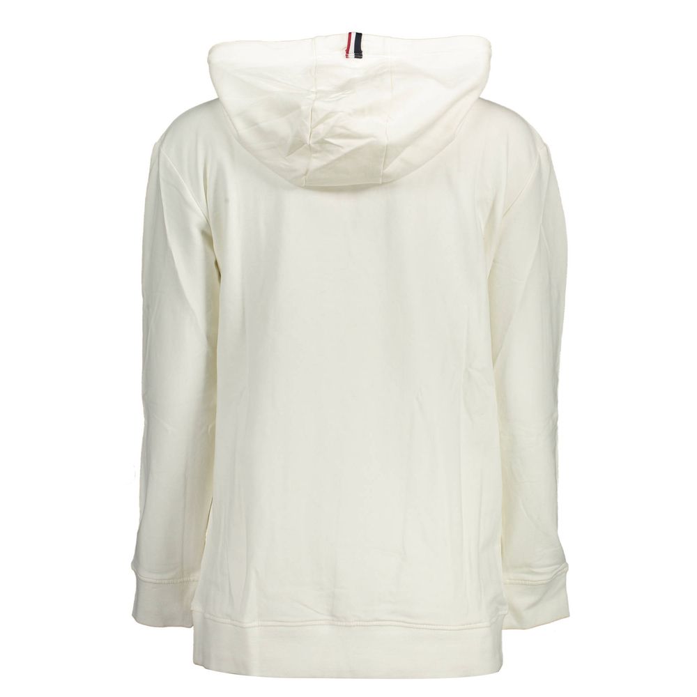 U.S. POLO ASSN. Weißer Baumwollpullover für Frauen mit Kapuze und Taschen