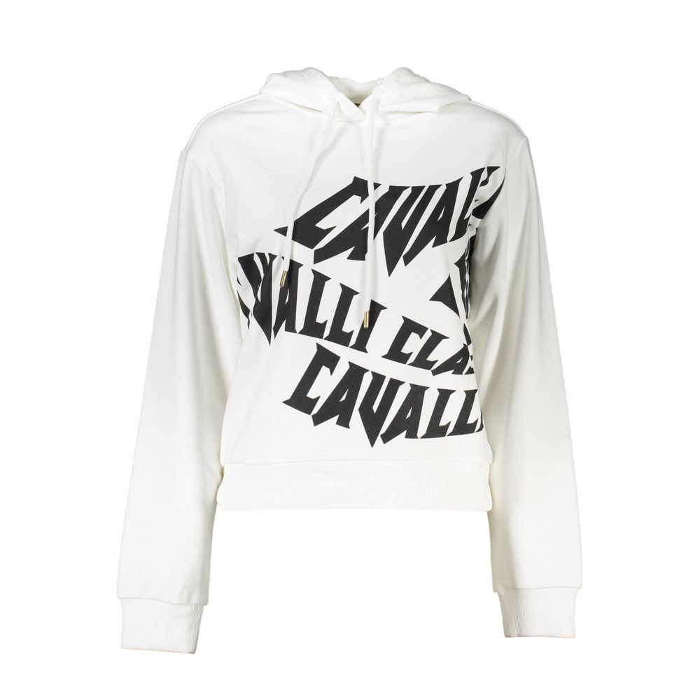 Cavalli Class Weißer Baumwollpullover für Frauen