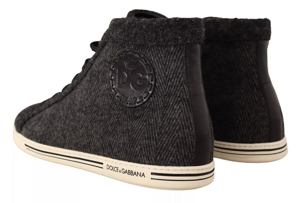 Dolce & Gabbana Grey Wool Cotton Casual High Top Sneakers
