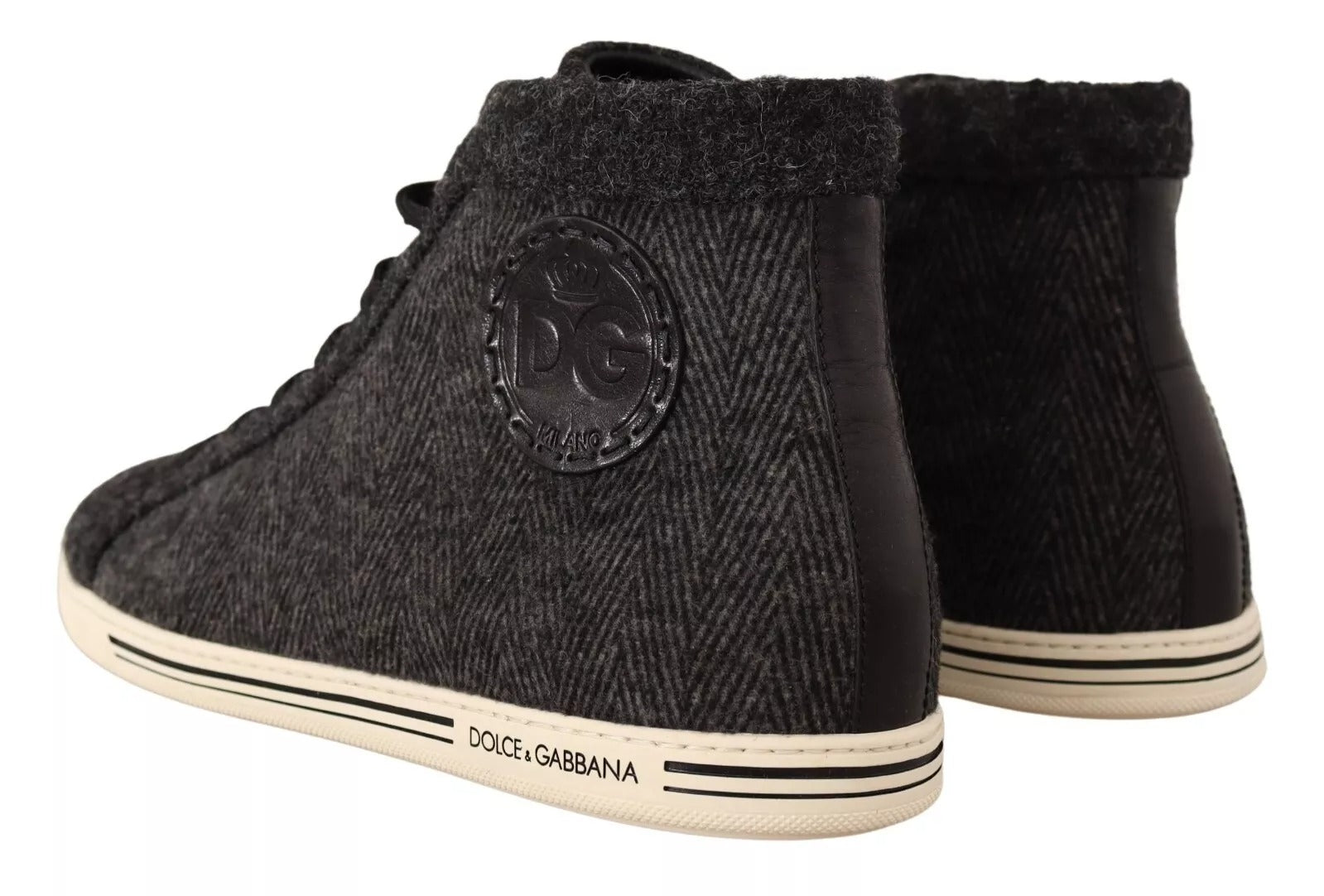 Dolce & Gabbana Grey Wool Cotton Casual High Top Sneakers