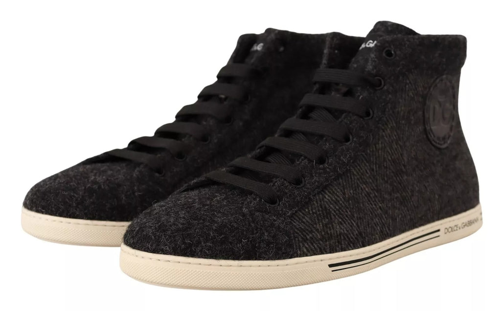 Dolce & Gabbana Grey Wool Cotton Casual High Top Sneakers