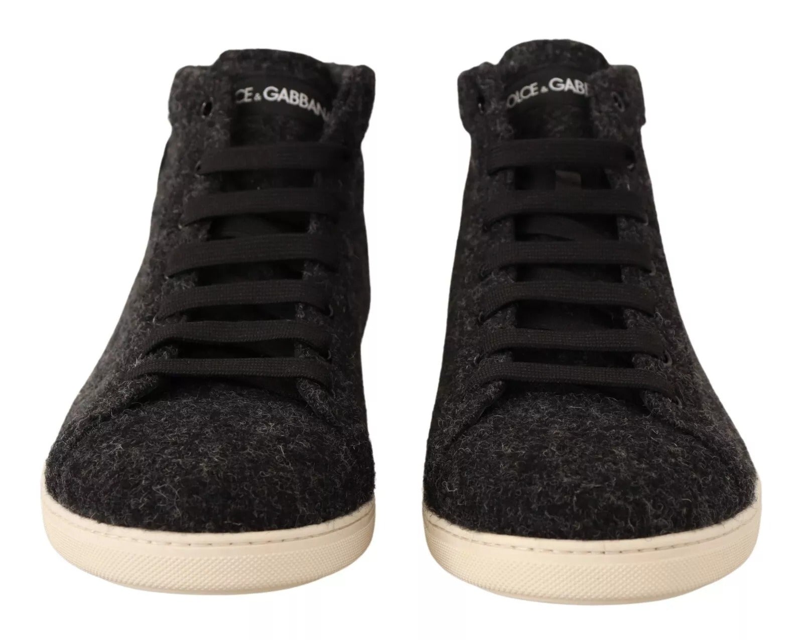 Dolce & Gabbana Grey Wool Cotton Casual High Top Sneakers