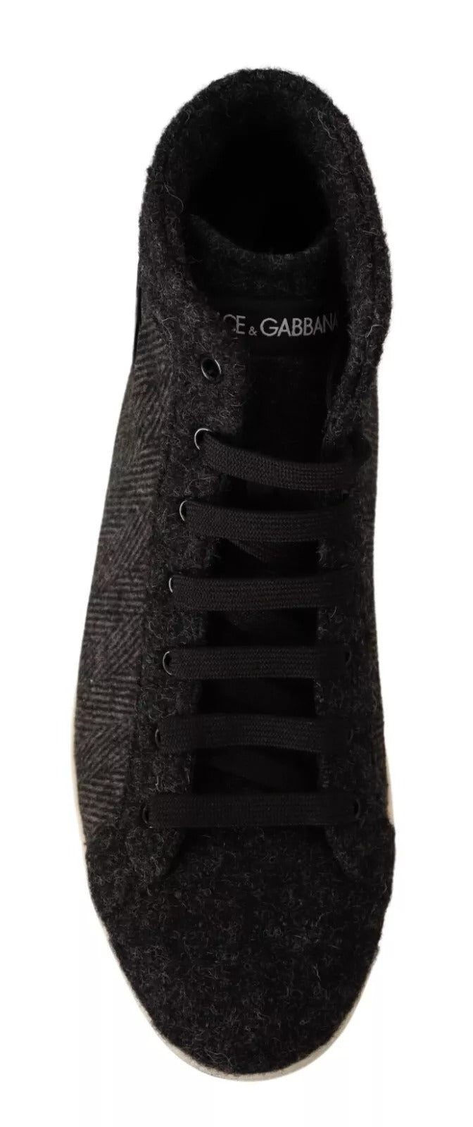 Dolce & Gabbana Grey Wool Cotton Casual High Top Sneakers