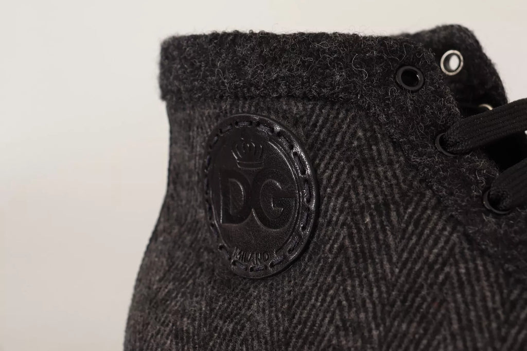 Dolce & Gabbana Grey Wool Cotton Casual High Top Sneakers