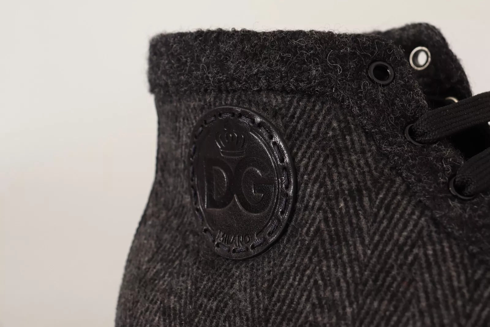 Dolce & Gabbana Grey Wool Cotton Casual High Top Sneakers