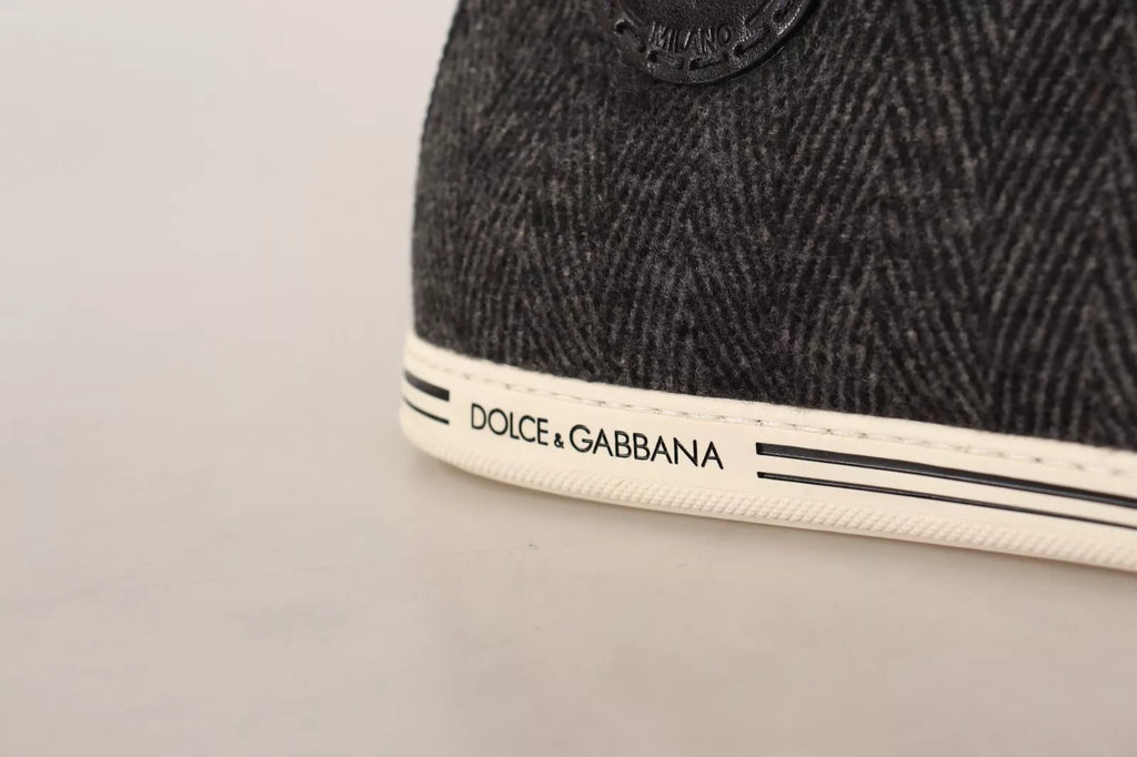 Dolce & Gabbana Grey Wool Cotton Casual High Top Sneakers