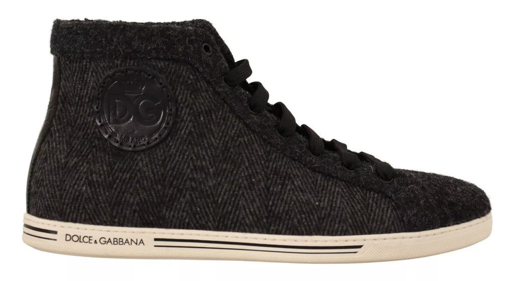 Dolce & Gabbana Grey Wool Cotton Casual High Top Sneakers