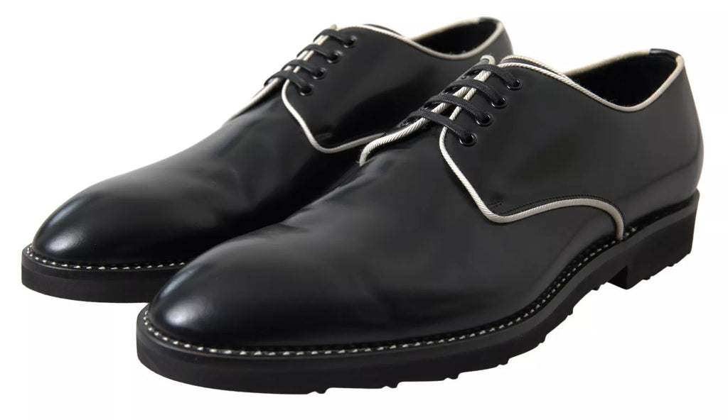 Dolce & Gabbana Black White Leather Shoes for Formal Occasions