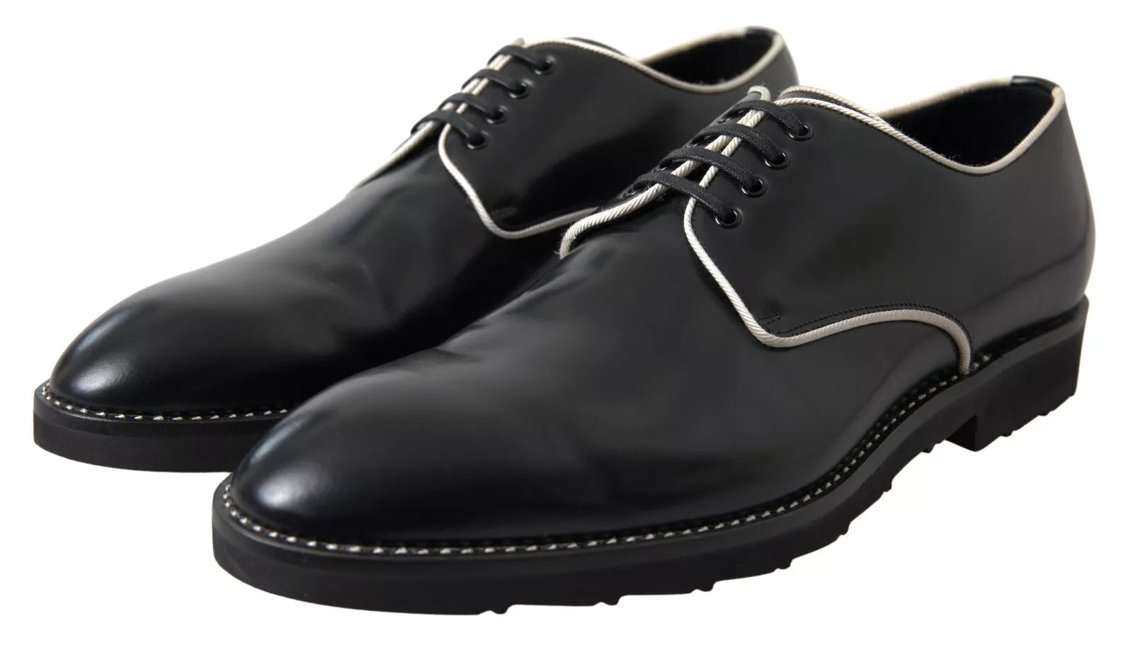 Dolce & Gabbana Black White Leather Shoes for Formal Occasions