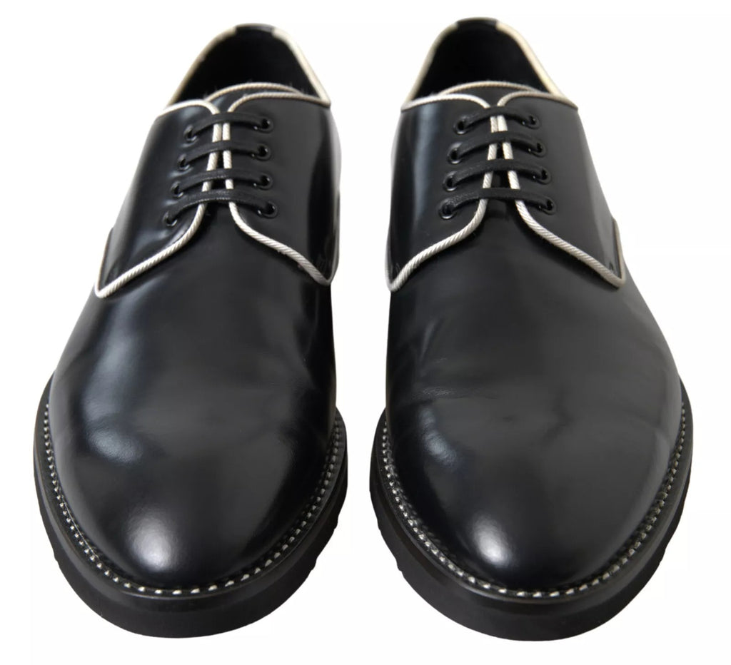 Dolce & Gabbana Black White Leather Shoes for Formal Occasions