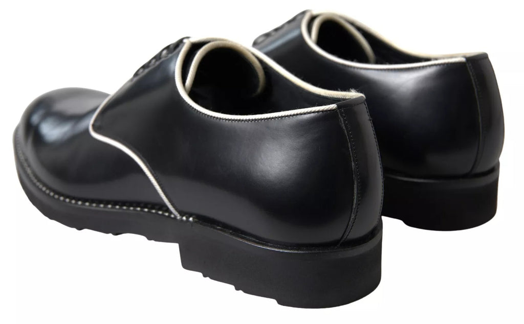Dolce & Gabbana Black White Leather Shoes for Formal Occasions