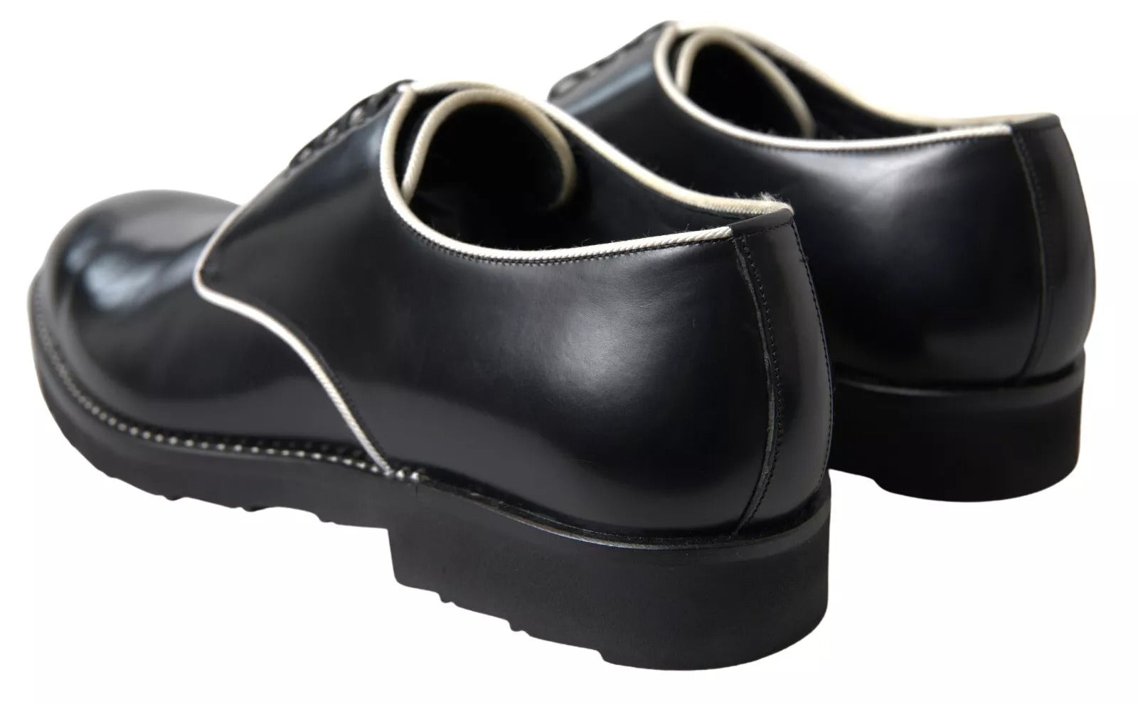 Dolce & Gabbana Black White Leather Shoes for Formal Occasions