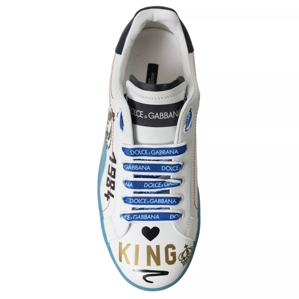 Dolce & Gabbana Blau Weiß Bedruckte Portofino Melt Sneakers
