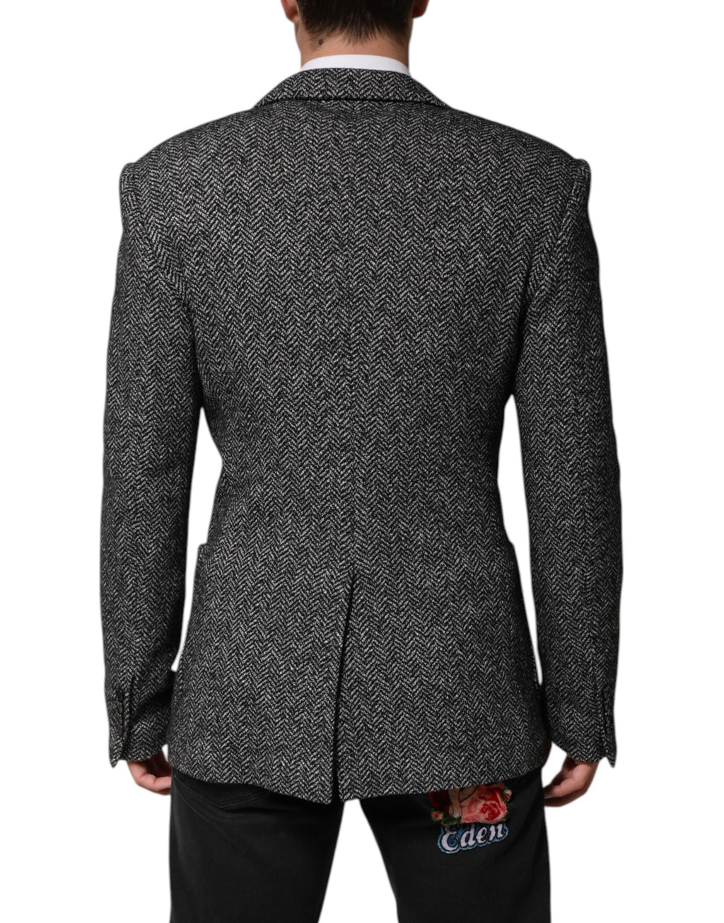 Dolce & Gabbana Black White Double Breasted Men's Suit Blazer