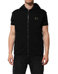 Dolce & Gabbana Black Sleeveless Hoodie with Logo Plaque