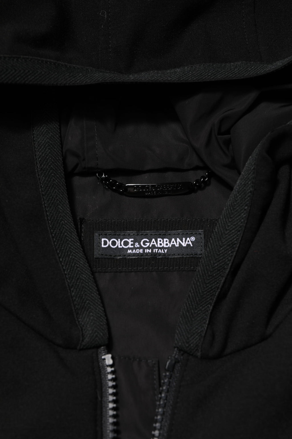 Dolce & Gabbana Black Sleeveless Hoodie with Logo Plaque