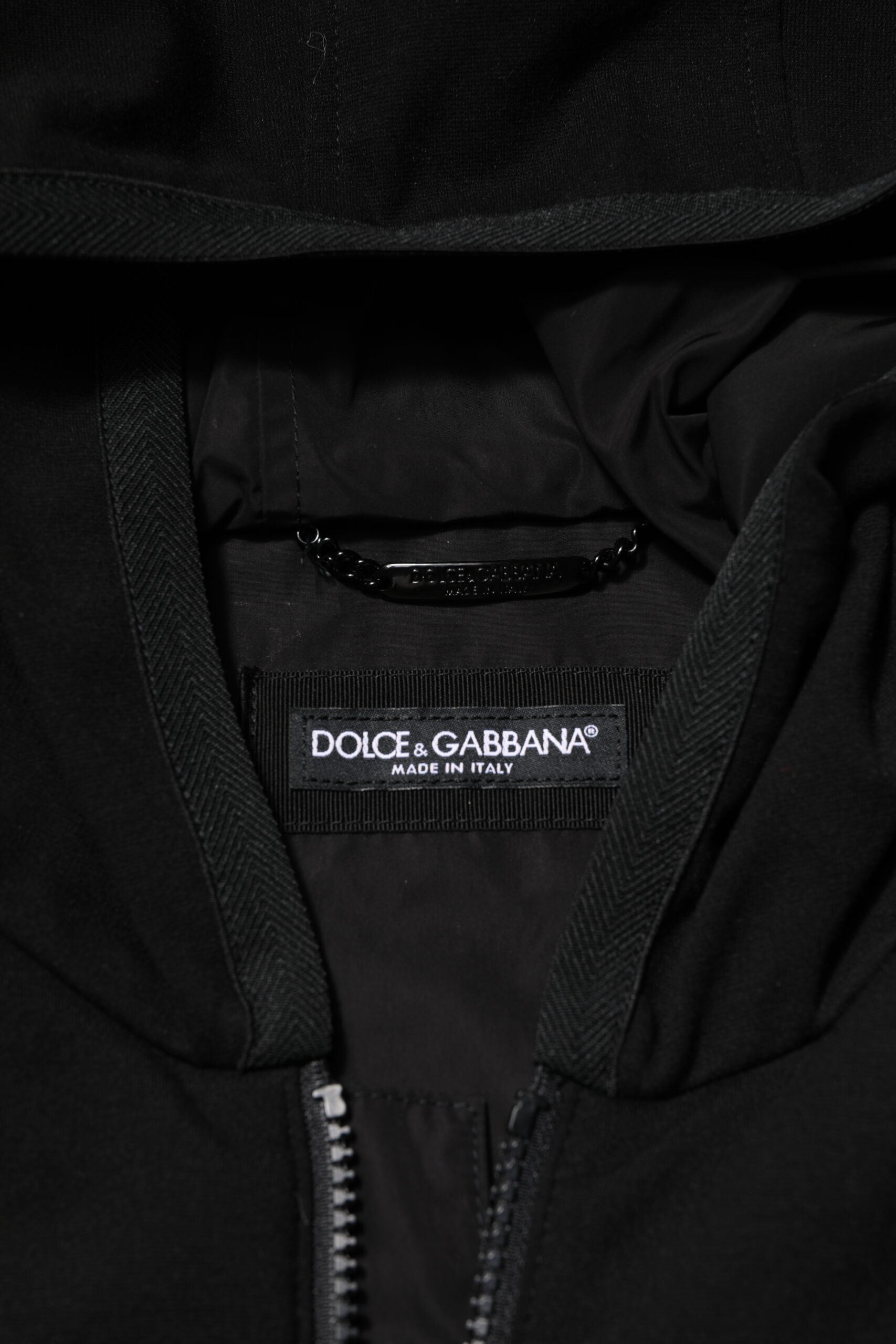 Dolce & Gabbana Black Sleeveless Hoodie with Logo Plaque